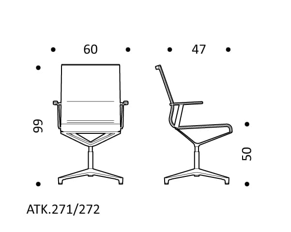 4-спицевое кожаное вращающееся офисное кресло ICF Stick Chair ARCH-00063414 - Вид №3