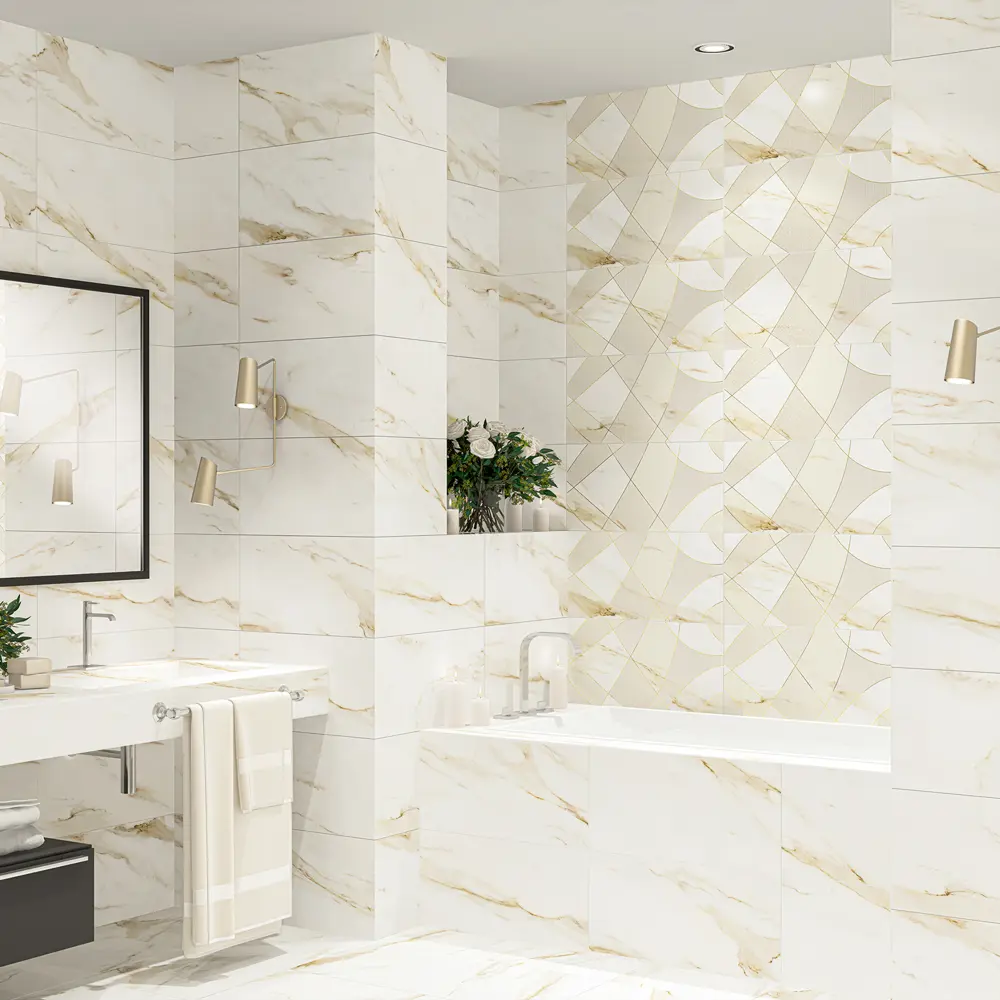 Декор настенный Azori Calacatta Royal Geometria 31.5x63 см матовый мрамор цвет белый геометрия STLM-2194803 - Вид №4