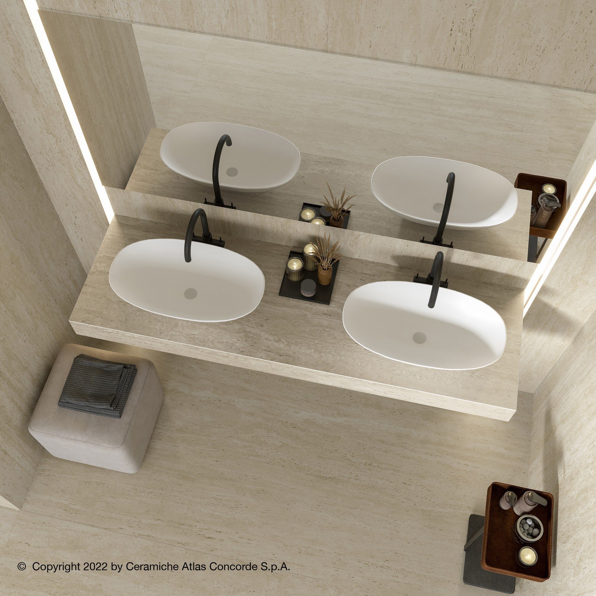 Пол / керамогранит с мраморным эффектом Atlas Concorde Marvel Travertine ARCH-00039068 - Вид №21