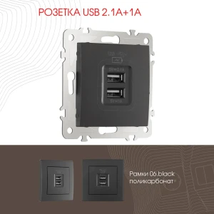 Розетка USB встраиваемая Arte milano 206.46-1.black цвет черный