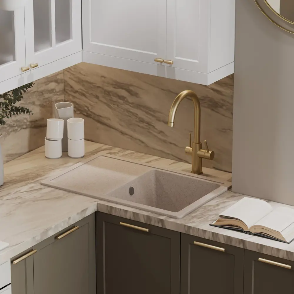 Мойка кухонная Dr.Gans Техно с крылом 65×51 см цвет Дюна 83514871 STLM-1563330