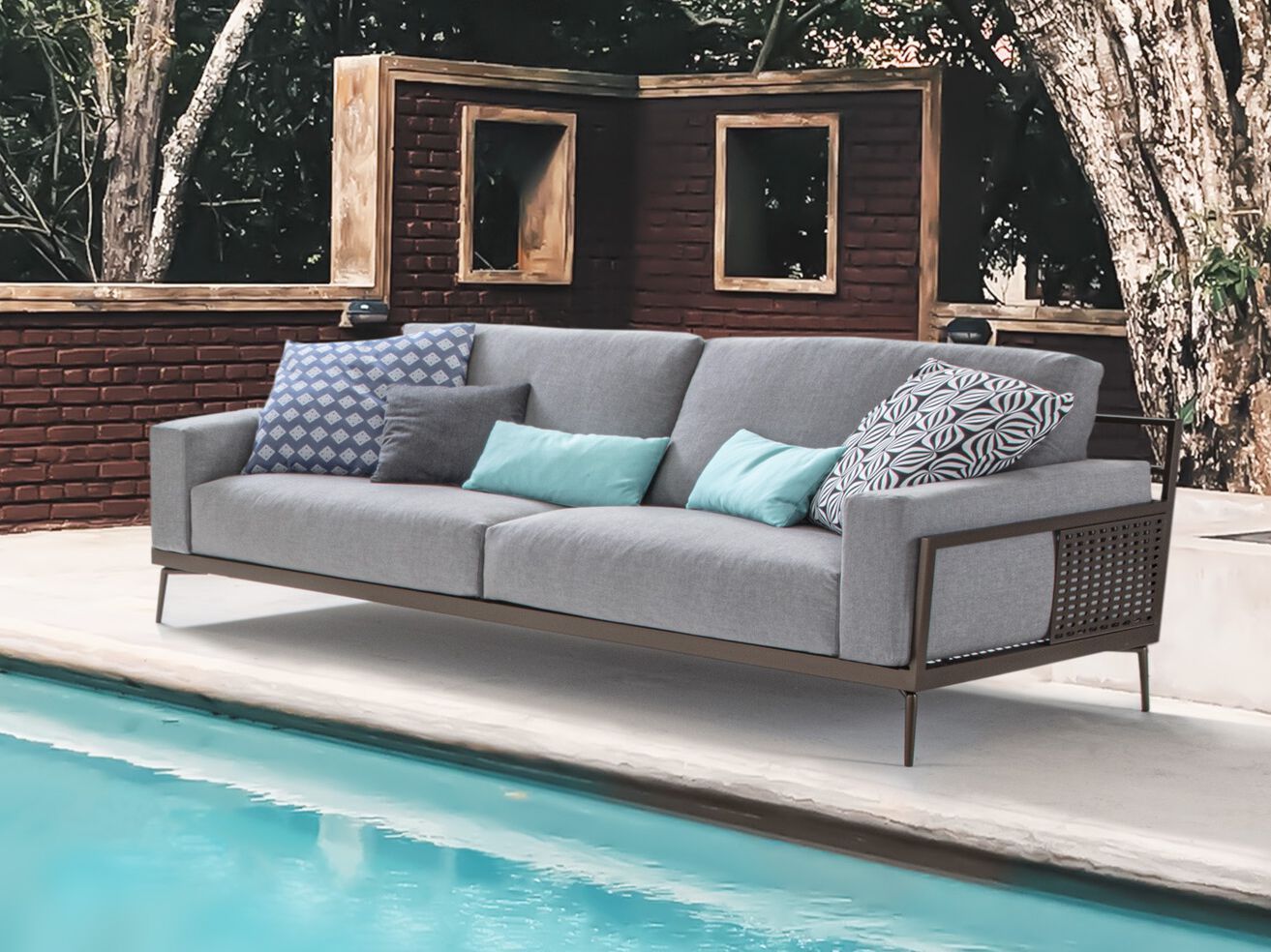 3-местный тканевый съемный садовый диван GRUPPO FOX FuoriPorta ARCH-00109369