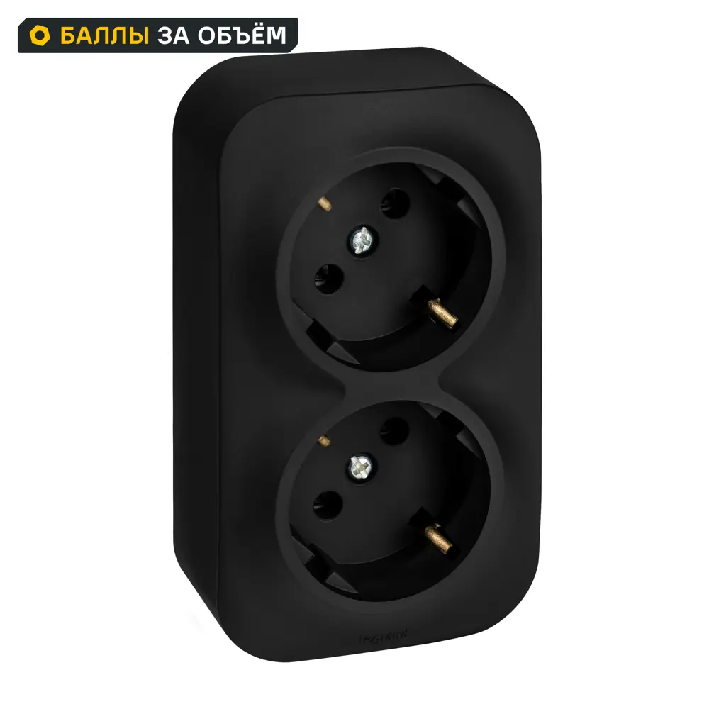 Розетка двойная накладная Legrand Quteo с заземлением цвет черный 89443068 STLM-2019773