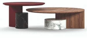 Cassina Круглый журнальный столик из дерева и мрамора Sengu