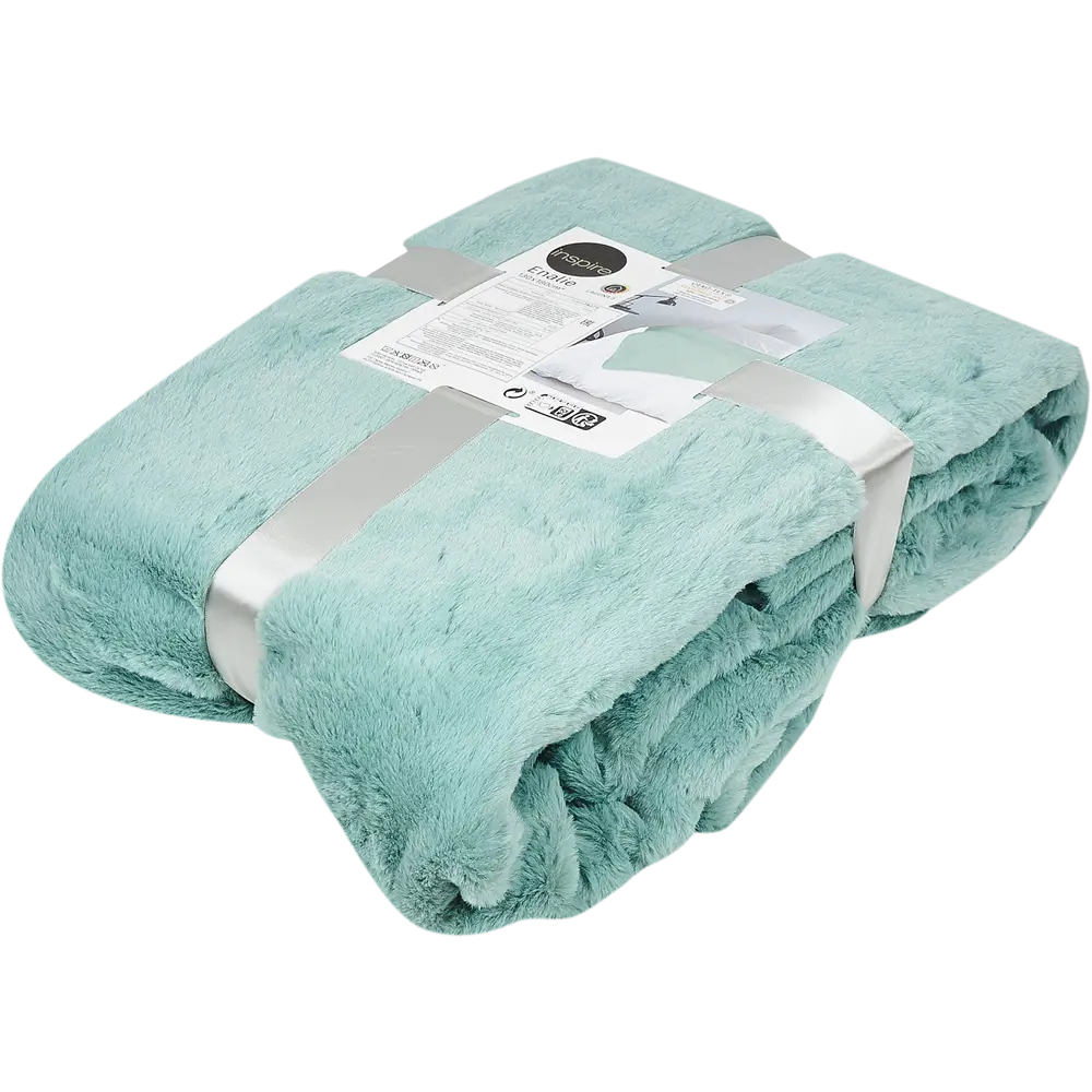 Плед Inspire Enalie 130x180 см искусственный мех цвет светло-бирюзовый STLM-2177745