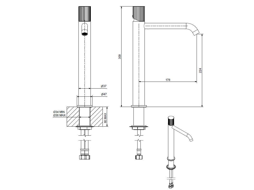 Смеситель для раковины из хромированной латуни Bugnatese Moon ARCH-00104707 - Вид №2