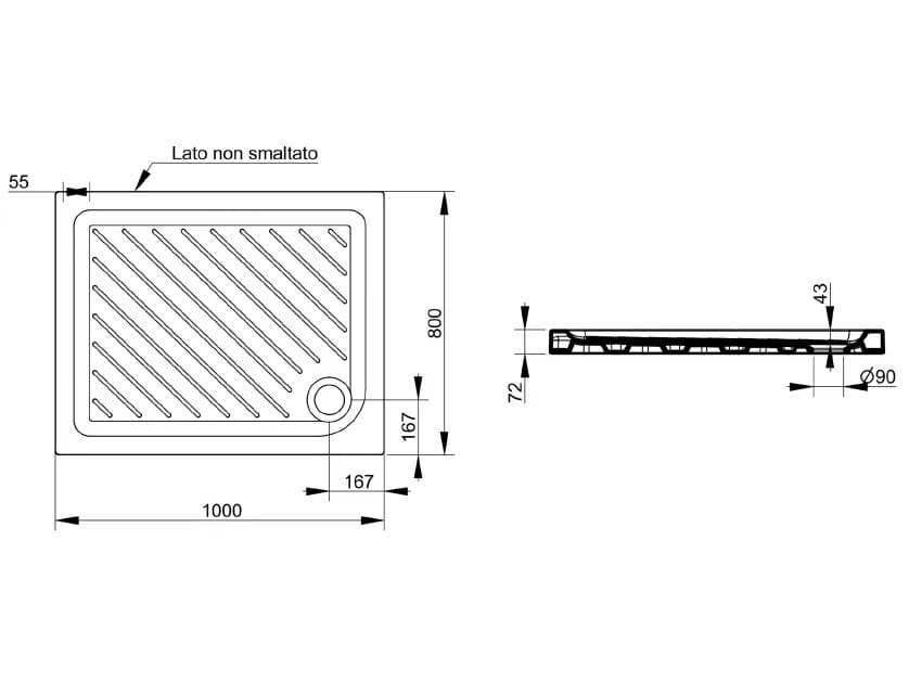 Керамический нескользящий прямоугольный поддон для душа Ceramica Dolomite Gemma2 ARCH-00083927 - Вид №6