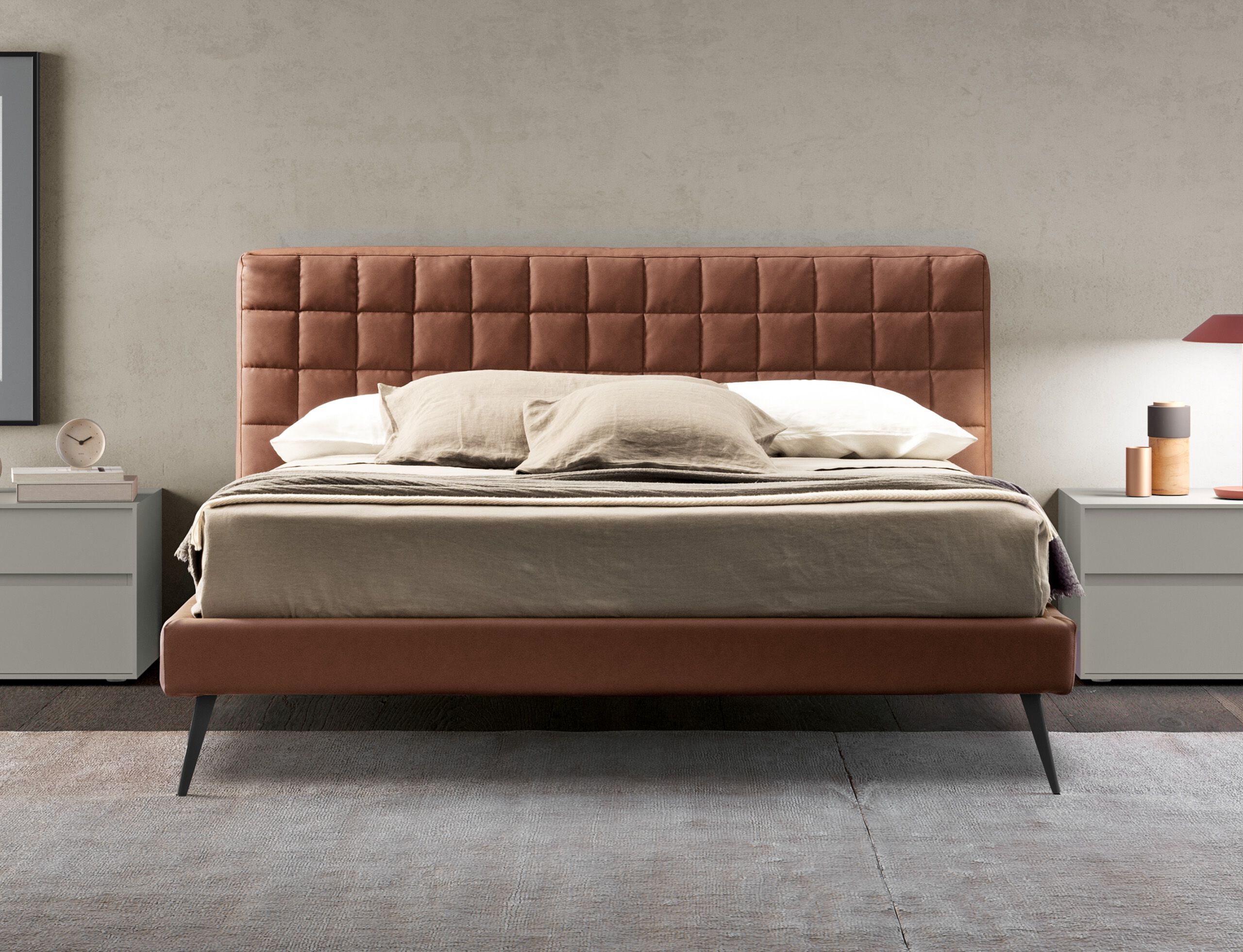 Кровать из искусственной кожи с мягким изголовьем Adok RUBIK ARCH-00085350 - Вид №1