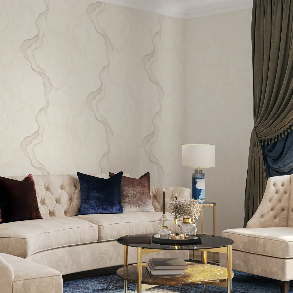 Флизелиновые обои Palitra Life Sumatra в бежевых тонах с текстурой тиснения 89394516 STLM-1541094 - Вид №4