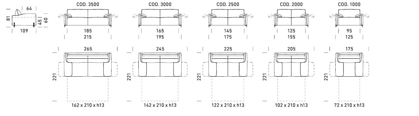 Двуспальный диван-кровать из ткани Dienne Salotti Views II ARCH-00133098 - Вид №6