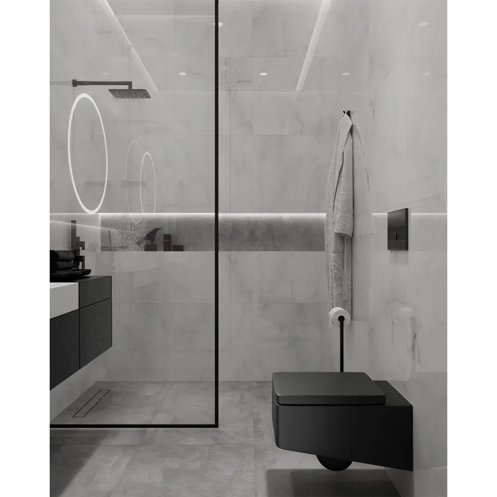 Глазурованный керамогранит Arcadia Ceramica Anty Sky Grey Glossy 60x60 см 1.44 м² глянцевый цвет светло-серый 89396426 STLM-2021236 - Вид №6