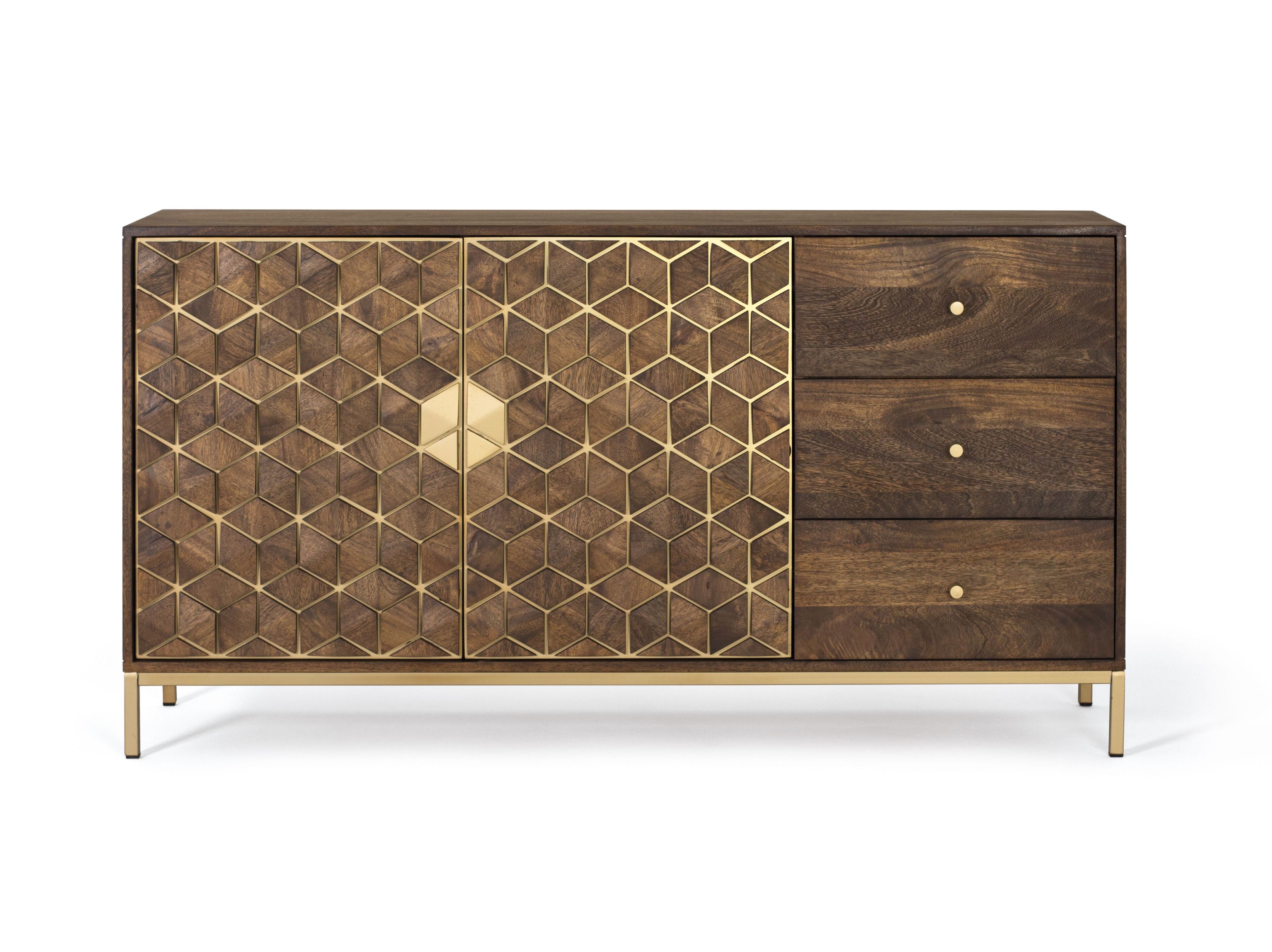 Шкаф из манго с выдвижными ящиками и распашными дверцами Giner y Colomer Bora Bora ARCH-00084177