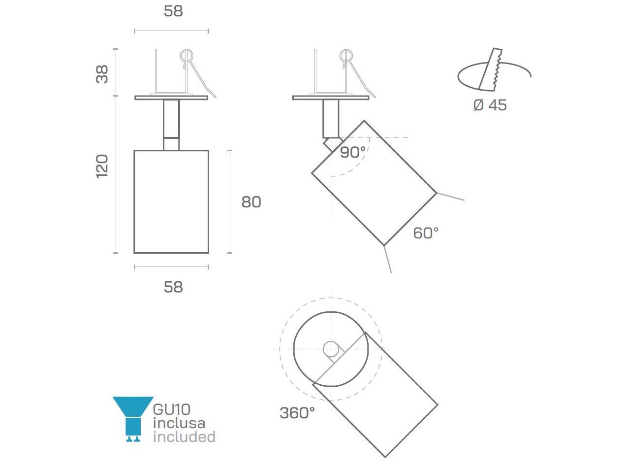 Круглый поворотный алюминиевый прожектор с утопленной розеткой Amarcords Tobe ARCH-00059840 - Вид №16