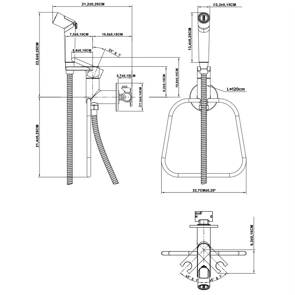 Гигиенический душ KONSENSA Нарни KA2401, набор со смесителем, цвет хром STLM-2179863 - Вид №8