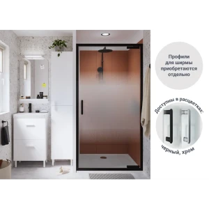 Стекло для распашной душевой двери Sensea Easy 100 см с шелкографией, цвет профиля на выбор