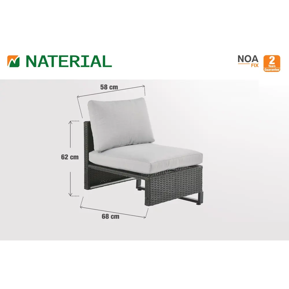 Секция прямая Naterial Noa Fix 68x62x68 см, искусственный ротанг, серый/чёрный STLM-2174205 - Вид №15