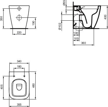 Керамический туалет без пола Ideal Standard i. life S ARCH-00070949 - Вид №2