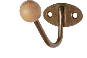 19609782 Крючок-вешалка с деревянным шариком КВД-1 бронзовый металлик 4330 Трибатрон