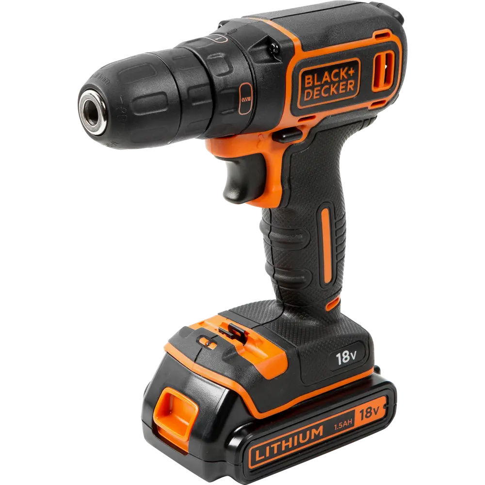 Шуруповерт аккумуляторный Black&Decker BDCDC18K1B, 18 В Li-ion 2х1.5 Ач BLACK + DECKER STLM-2027213