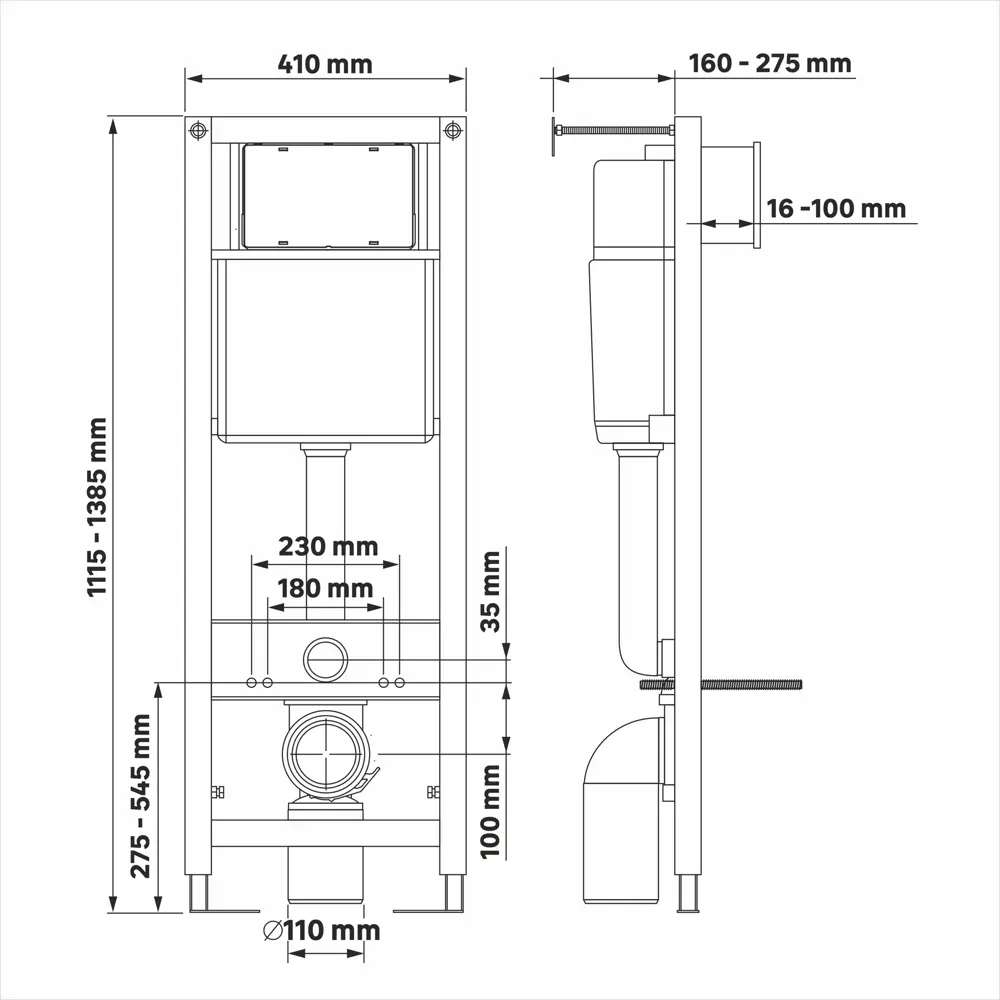 Комплект инсталляция с унитазом Berges Line Black с микролифтом клавиша цвет черный STLM-2194524 - Вид №6