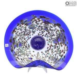 1999 ORIGINALMURANOGLASS Декоративная чаша-блюдо Синие Капли Муррины - муранское стекло OMG 33 см