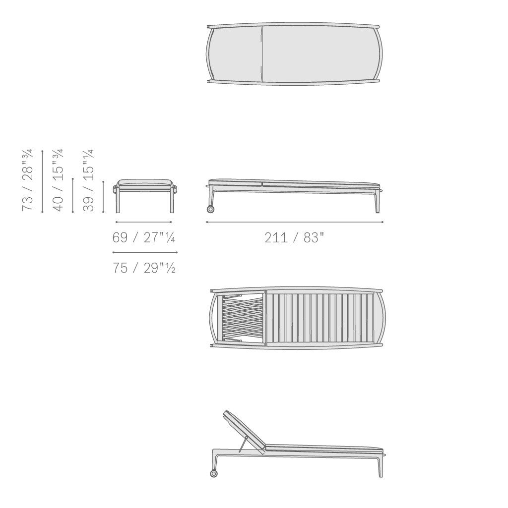 Садовая кровать с откидной спинкой из тикового дерева с колесами Poltrona Frau Boundless Living Outdoor Collections ARCH-00141946 - Вид №11