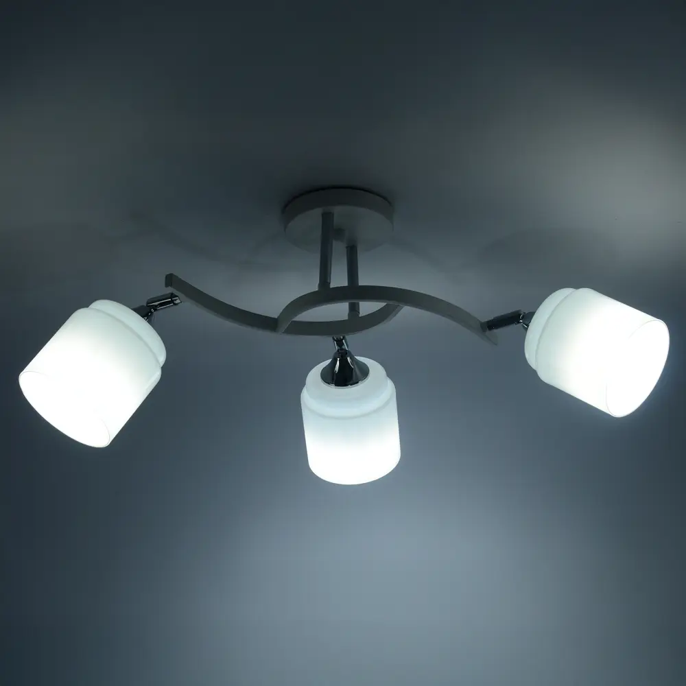 Люстра потолочная Seto 3 лампы 12 м² цвет хром SCHAFFNER STLM-2001203 - Вид №1