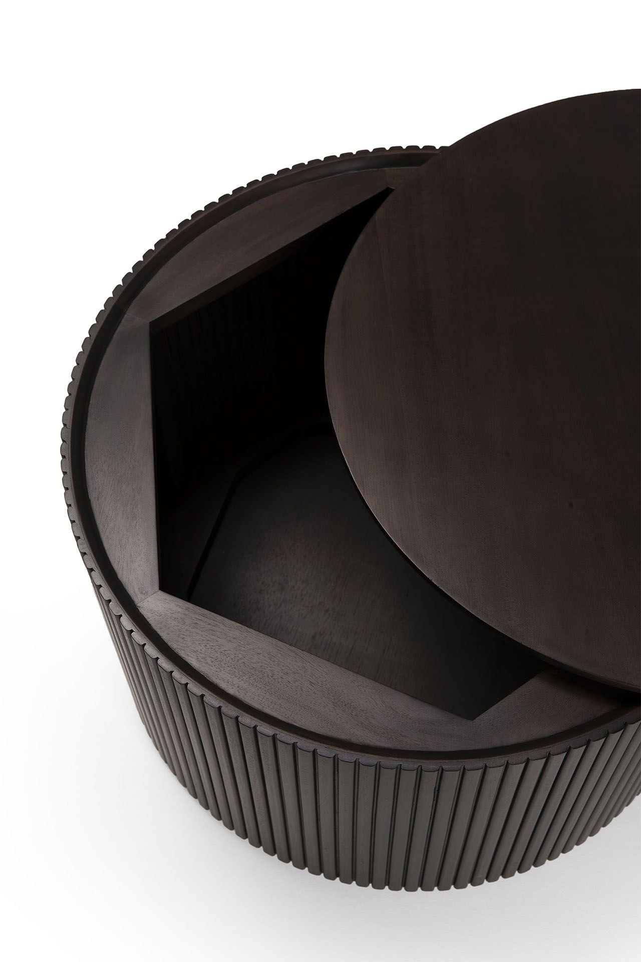 Низкий круглый журнальный столик из красного дерева с отсеком для хранения Ethnicraft Roller Max ARCH-00043322 - Вид №8