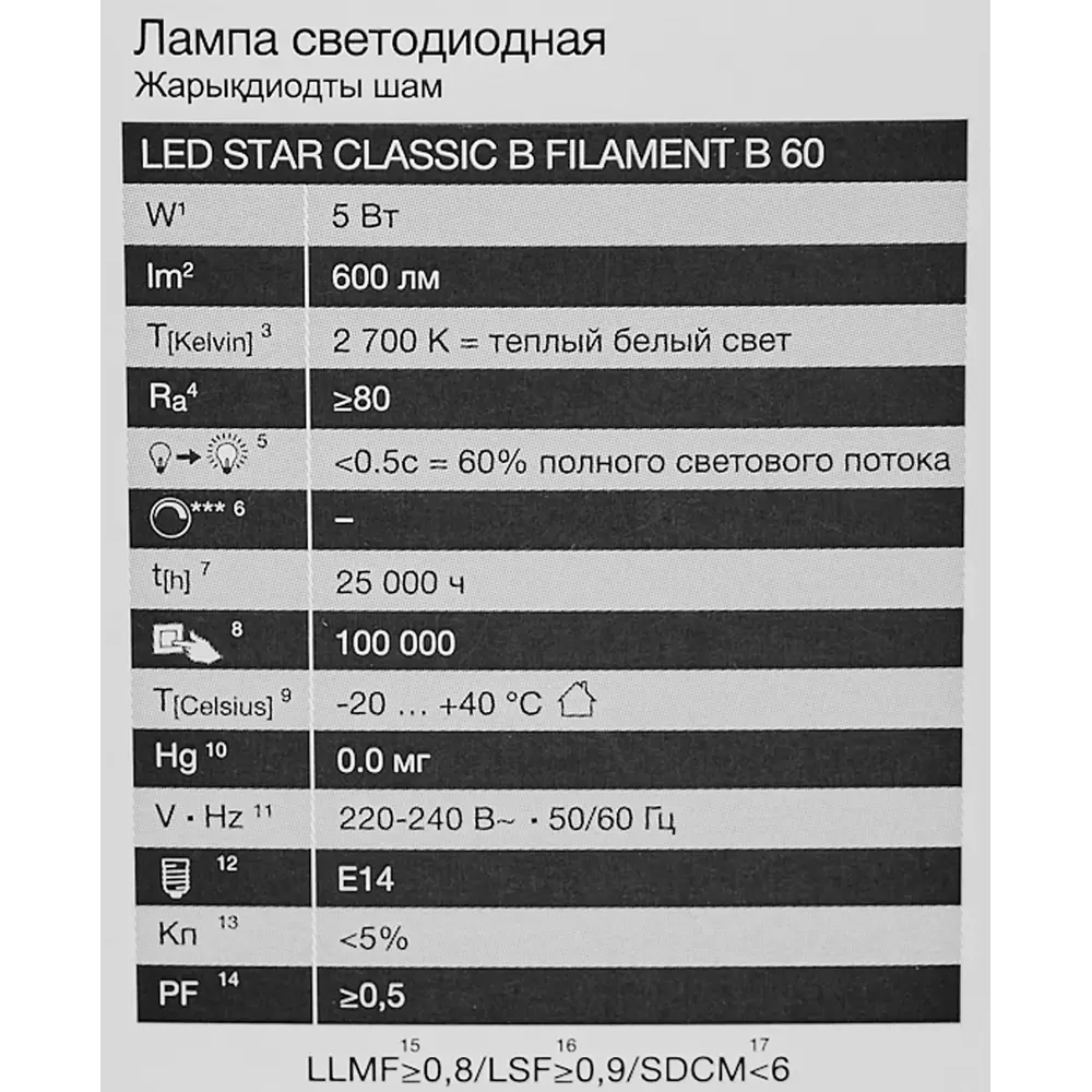 Светодиодная лампа OSRAM E14 филаментная свеча 5Вт теплый свет 85306970 STLM-0914569 - Вид №4