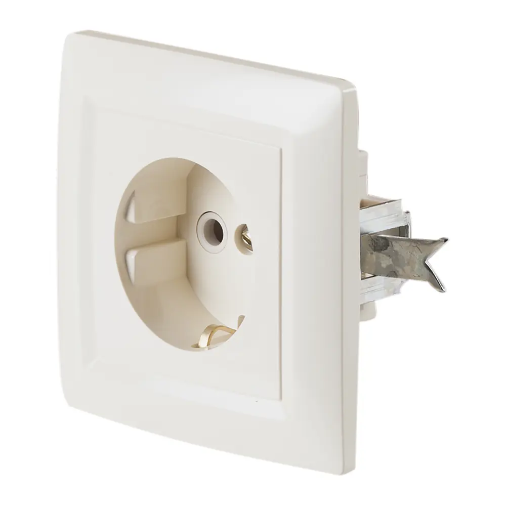 Розетка встраиваемая Reone с заземлением, цвет бежевая STLM-2028784 - Вид №1