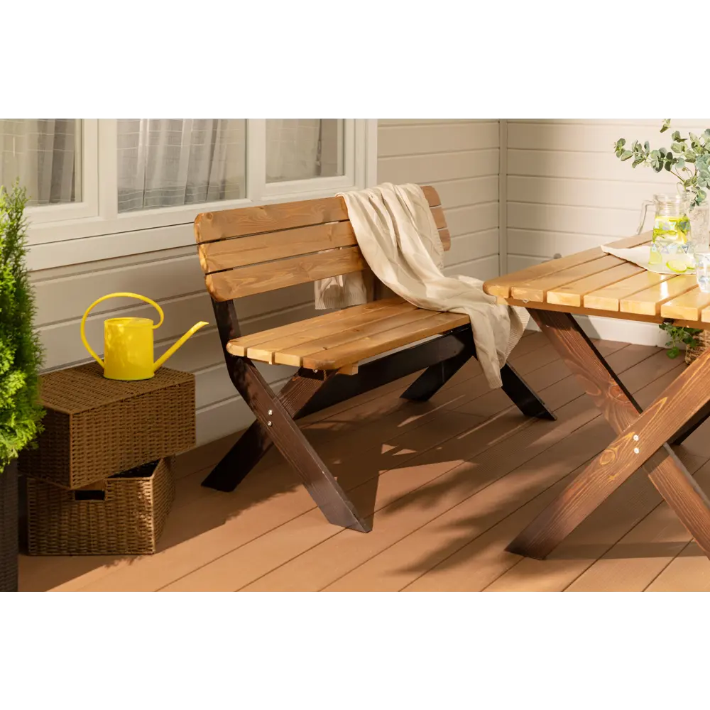 Скамья садовая Эстер 148x61x89 см дерево коричневый Santreyd STLM-2085272 - Вид №3
