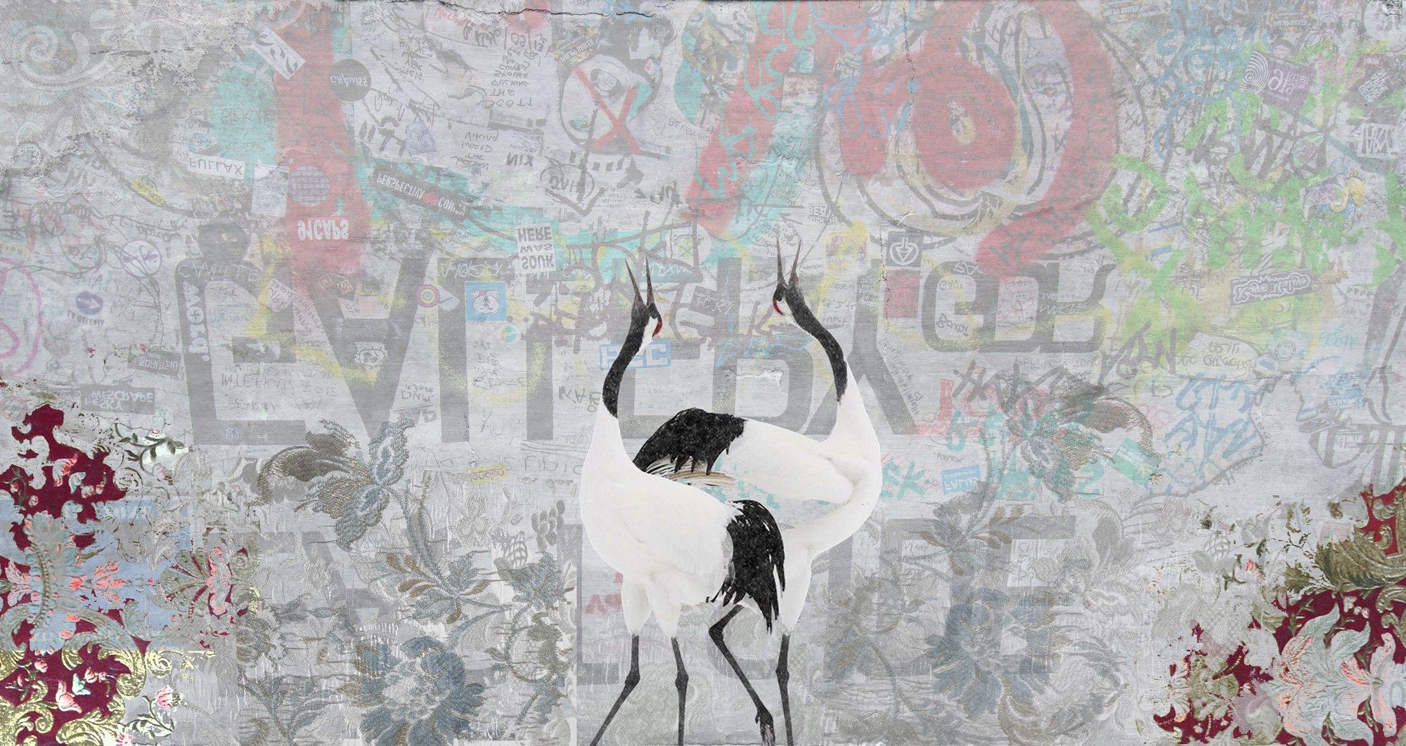 Цифровые печатные обои из стекловолокна с цветочными узорами Tecnografica коллекции произведений искусства ARCH-00032957 - Вид №1