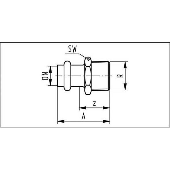 617243G42112 SANHA 17243G пр.-фит. газ, нерж.сталь, ниппель переходной ВПр-НР 42x11/2 мм  - Вид №1