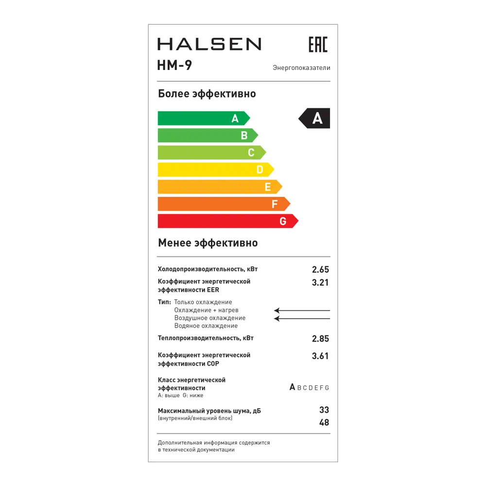 Сплит-система Halsen HM-9 9K BTU охлаждение/обогрев STLM-2094435 - Вид №3