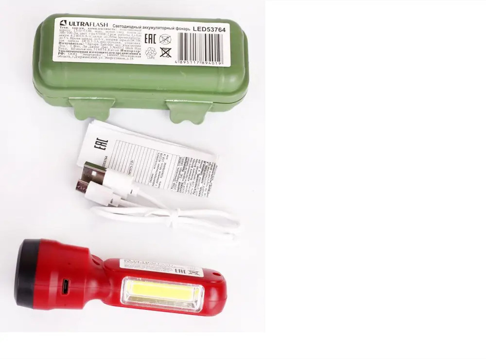 90435214 Фонарь Ultraflash LED53764 аккумуляторный 2LED 3 Вт цвет красный STLM-0224882