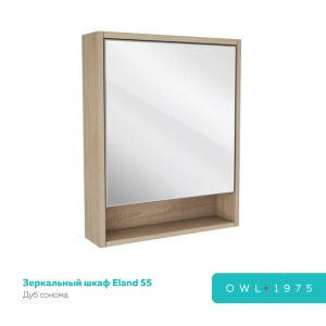 90801532 Шкаф зеркальный подвесной OW29.50.12 55х70см цвет Дуб Сонома Eland (Эланд) STLM-0388478 OWL 1975