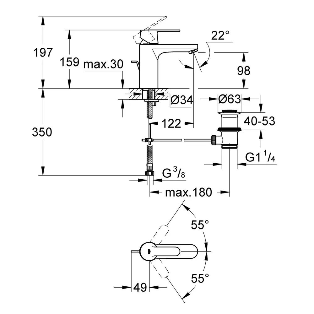Смеситель для раковины Grohe Get однорычажный цвет хром STLM-2045057 - Вид №4