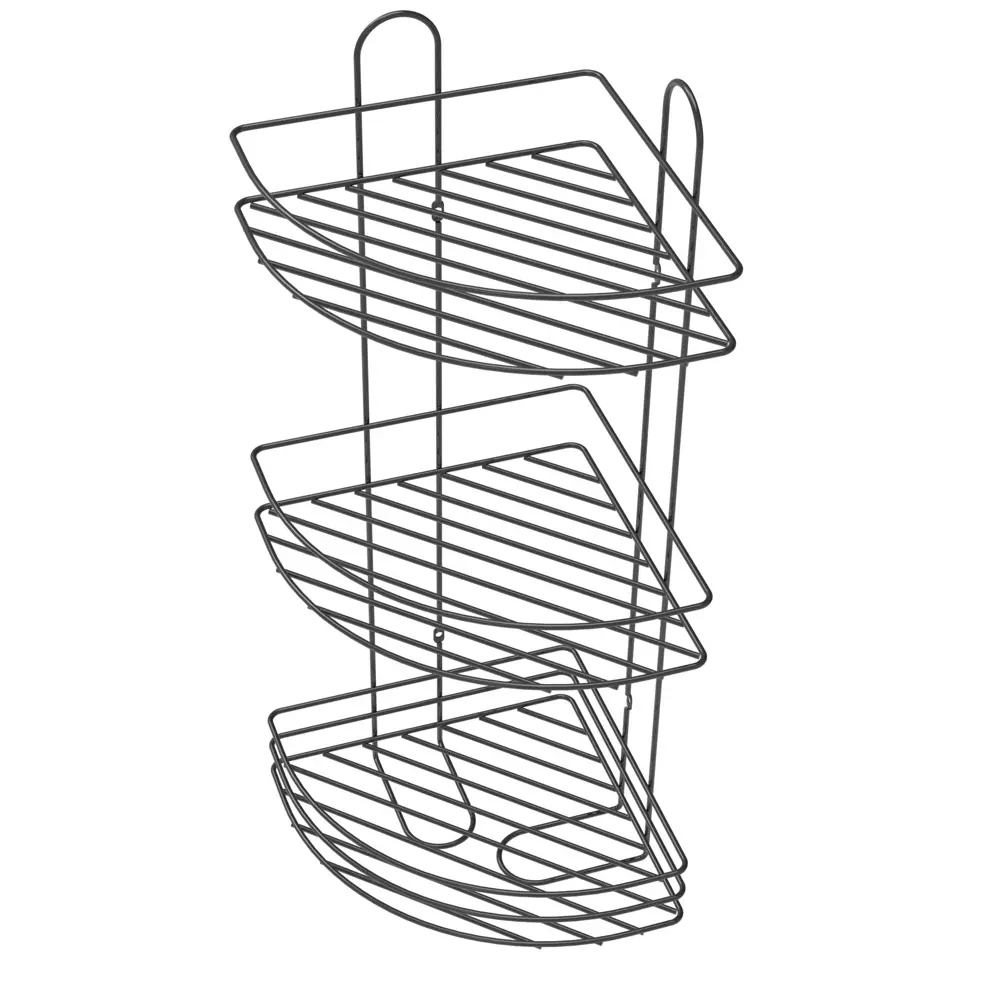 Полка для ванной Lemer Nil трехъярусная 23x23 см металл цвет графит STLM-2093827 - Вид №5