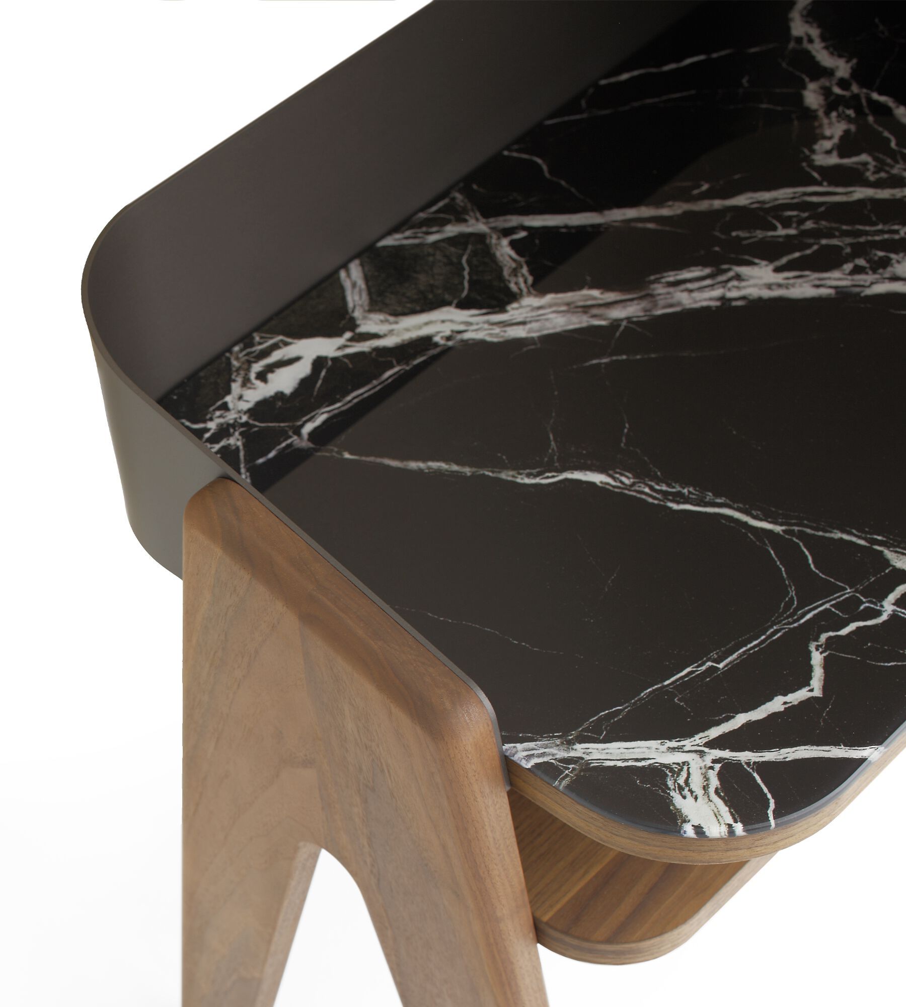 Деревянная прикроватная тумбочка со стеклянной столешницей с эффектом мрамора Morica Design BAVERO ARCH-00151231 - Вид №1
