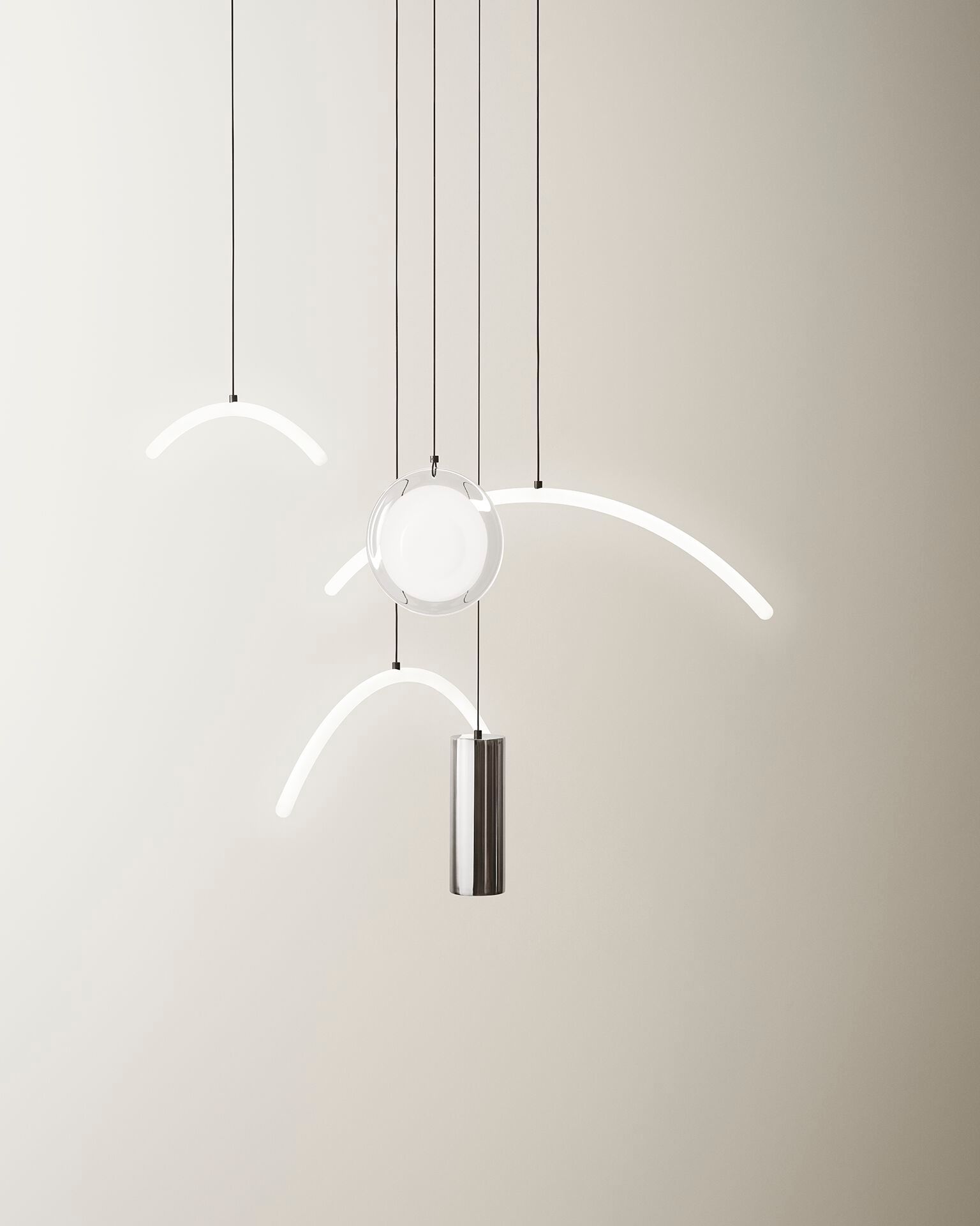 Стеклянный и стальной светодиодный подвесной светильник Pholc DREAM CATCHER ARCH-00107364 - Вид №2