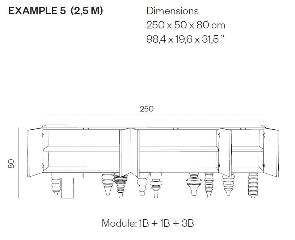 Шкаф из лакированного МДФ с распашными дверями BD Barcelona Multileg ARCH-00089777 - Вид №15
