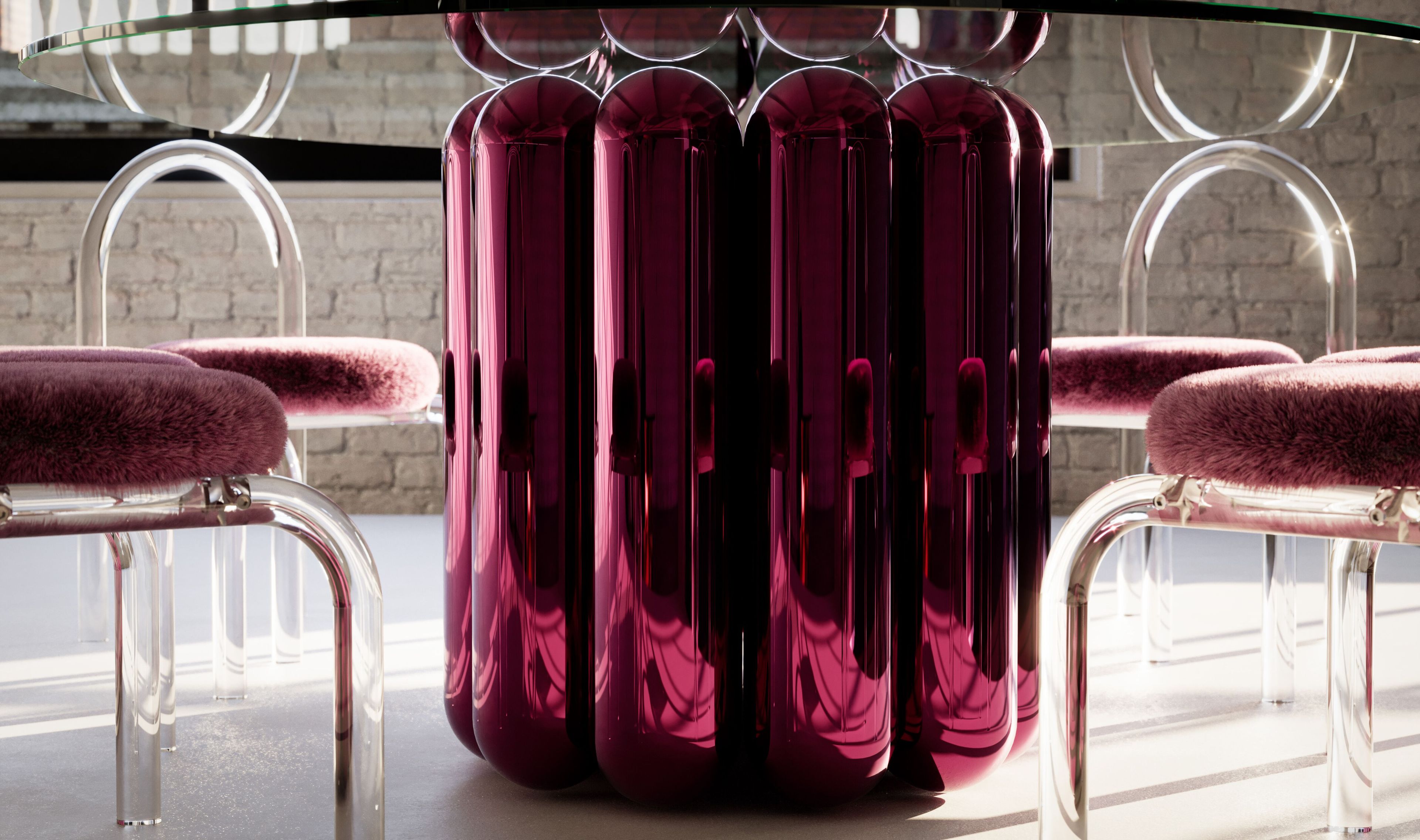 Круглый стол из стали и стекла Cameron Design House ARCH-00125010 - Вид №2