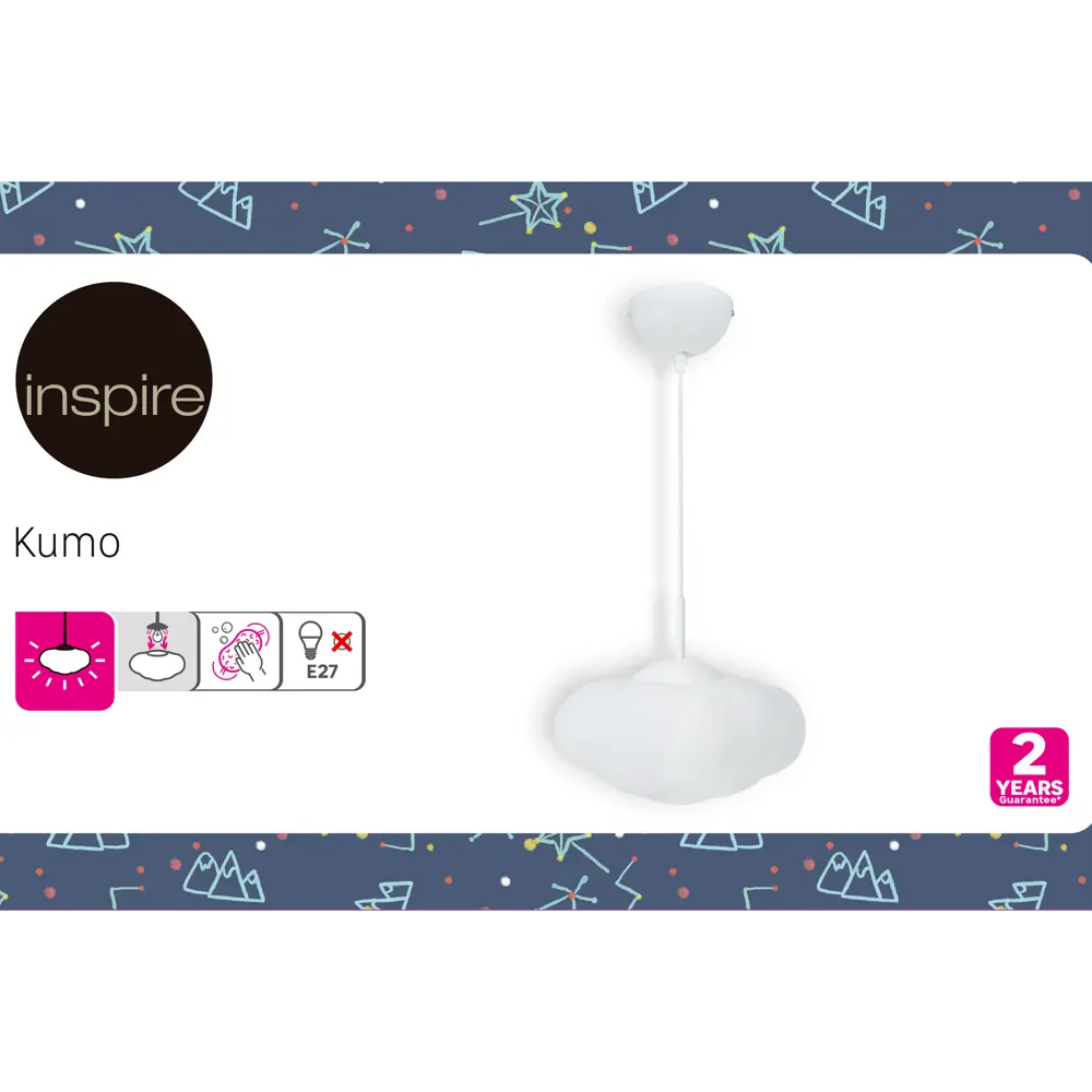 Светильник подвесной Inspire Kumo, 1 лампа, 2.3 м², цвет белый STLM-2161395 - Вид №5
