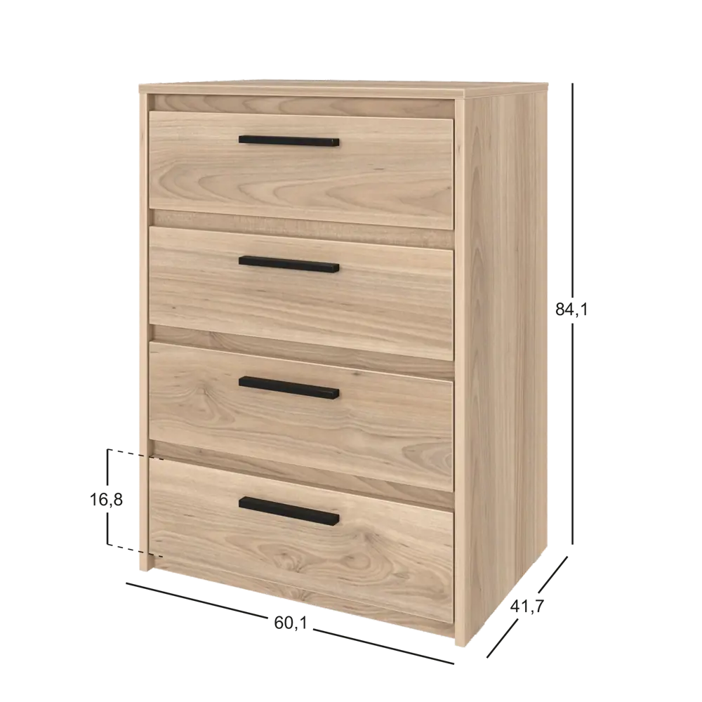 Комод Лион 4 ящика 60x84x41,7 см ЛДСП цвет дуб комано 89428005 STLM-2009974 Santreyd - Вид №6