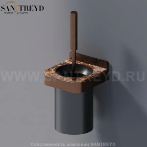 Agape MEMORY Туалетный ёрш с полкой из коричневого мрамора в темном бронзовом каркасе AMEM855BRED