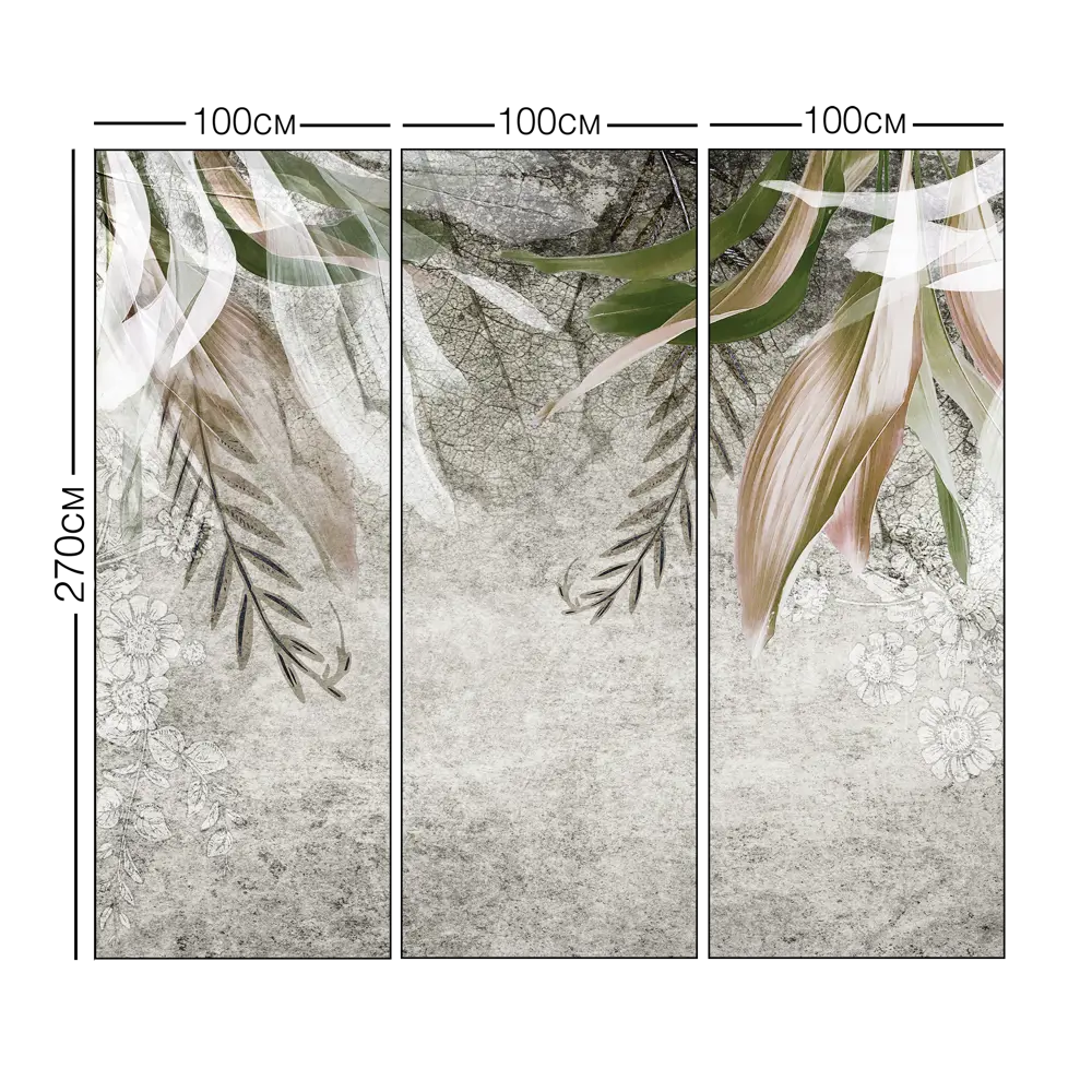 Фотообои Лиственная гирлянда флизелиновые, 300x270 см, L13-199 FBRUSH 3D FLIZART STLM-2041736 - Вид №2
