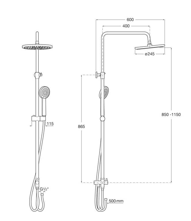 Латунная настенная душевая колонна с переключателем Roca Victoria ARCH-00107580 - Вид №2