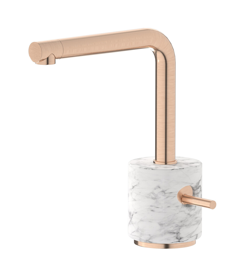 Смеситель для раковины на 1 отверстие в комплекте с донным клапаном WE ARE IB mm200sr_1 Brushed Rose Gold Marmo