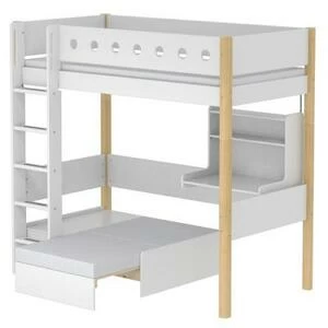 Кровать Flexa White Casa высокая со встроенным модулем, 200 см, белая лакированная