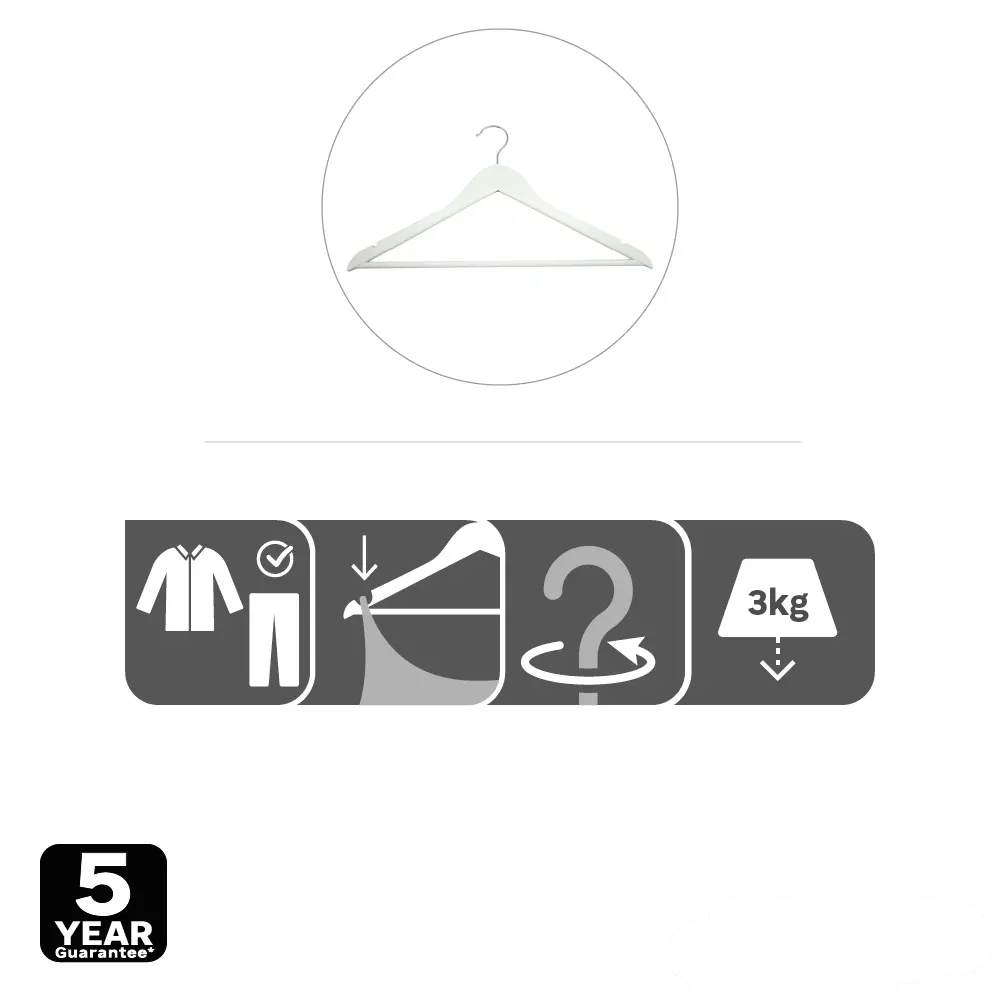 Плечики для одежды KONSENSA 44.5 см дерево цвет белый 4 шт Плечики деревянные STLM-2008168 - Вид №8